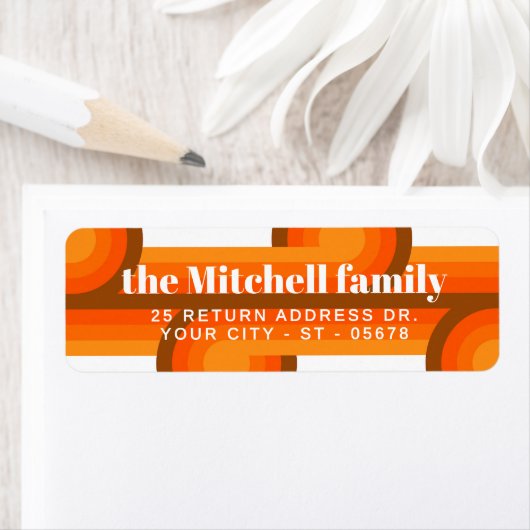 Custom Fun Retro Abstract Waves Art Pattern Etiket (Insitu)