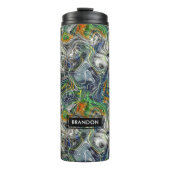 Custom Funky Cool Retro Fractal Marble Patroon Thermosbeker (Voorkant)