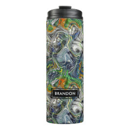 Custom Funky Cool Retro Fractal Marble Patroon Thermosbeker