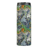 Custom Funky Cool Retro Fractal Marble Patroon Thermosbeker (Achterkant)