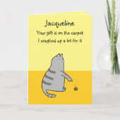 Custom Funny Cat Cartoon opgehoest cadeau Verjaard Kaart (Voorkant)