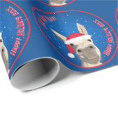 Custom Funny Donkey Santa Pun 2025 Vakantie Cadeaupapier (Rol Hoek)