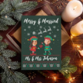 Custom Funny Face Merry en Merried Christmas Elf Feestdagenkaart