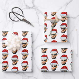 Custom Funny Face Santa Hat Photo Christmas Gift Inpakpapier Vel