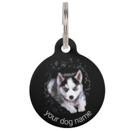 Custom Funny Husky breekt een gat om eruit te kome Huisdierpenning