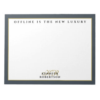 Custom Funny Inspirational Navy White Gold Men  Notitieblok