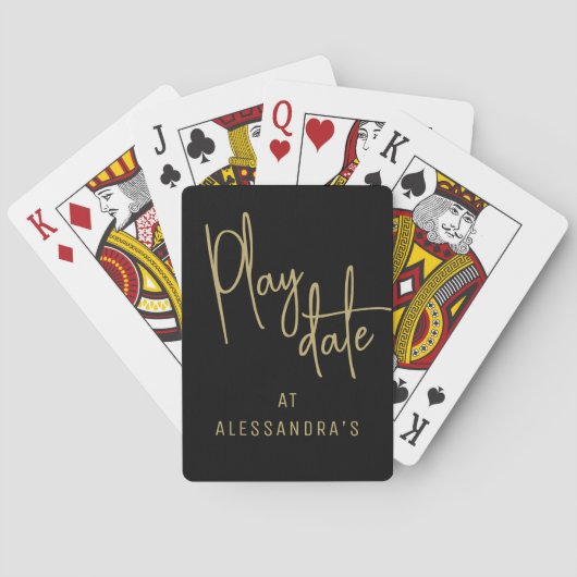 Custom Funny Quote Playdate Black Gold Minimalist Pokerkaarten (Achterkant)