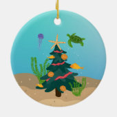 Custom Funny Zeeen en Groeten Ocean Holiday 2024 Keramisch Ornament (Achterkant)