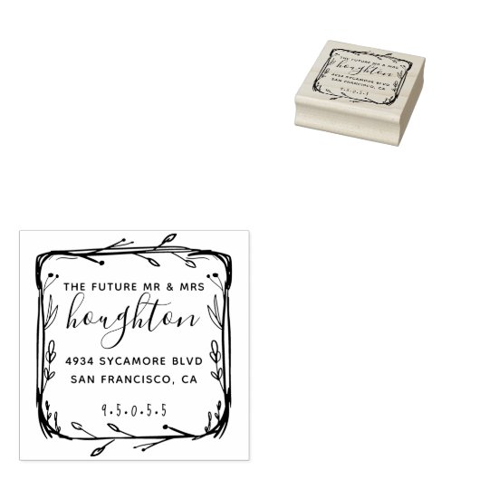 Custom Future Mr & Mrs Bruiloft Retouradres Rubberstempel (Gestempeld)