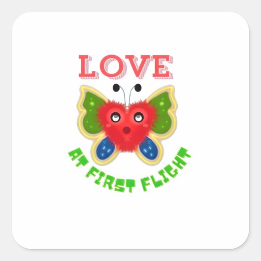 Custom Fuzzy Heart Butterfly Gift Vierkante Sticker (Voorkant)