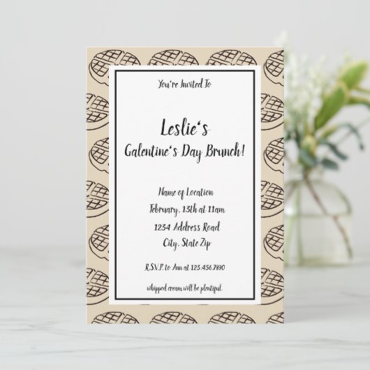 Custom Galentine's Day Brunch Waffle Uitnodiging 2 (Staand voorkant)