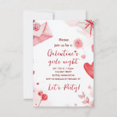 Custom Galentines Love Pattern Party Invitation RSVP Kaartje (Voorkant)