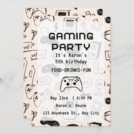 Custom Game Night Invitations (Devant / Derrière)