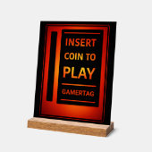Custom Gamer Desk Decor Sign | Insert Coin to Play (Angle)