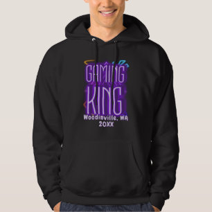 Custom Gaming King voor Gamer Locatie Datum Naam Hoodie