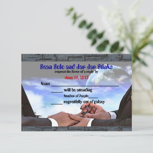 Custom Gay Sci Fi Commitment Ceremony RSVP (Staand voorkant)