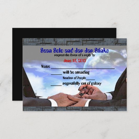 Custom Gay Sci Fi Commitment Ceremony RSVP (Voorkant / Achterkant)