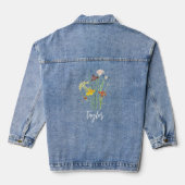 CUSTOM Geborduurde Vrouwen Relaxed Geboorte Bloem Denim Jacket (Achterkant)