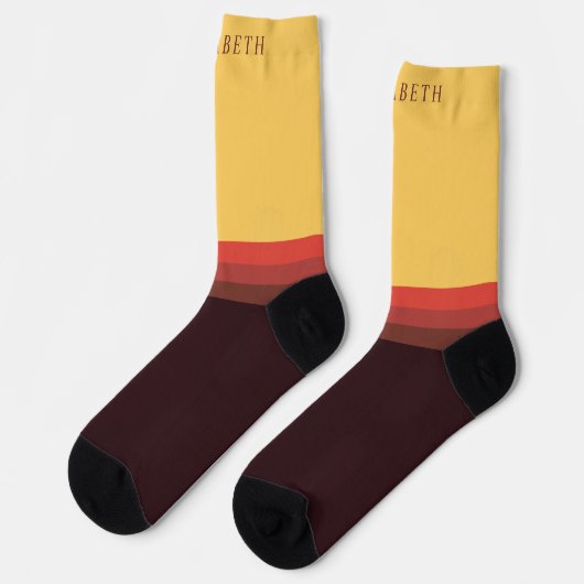 Custom Geel Rood Maroon Zwart Kleurenblok Sokken (Links)