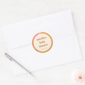 Custom Geel Sinaasappel Roze Marmeren Baby shower Ronde Sticker (Envelop)