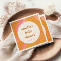 Custom Geel Sinaasappel Roze Marmeren Baby shower