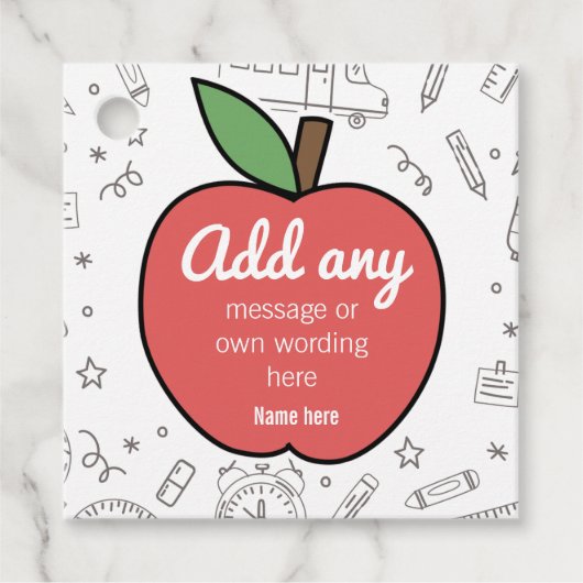 CUSTOM Gepersonaliseerde Happy Cute Apple met scho Bedankjes Labels (Voorkant)