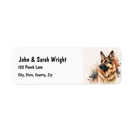 Custom German Shepherd Dog Address Label (Voorkant)