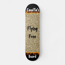 Custom gesimuleerd goud glitter meisjesontwerp skateboard