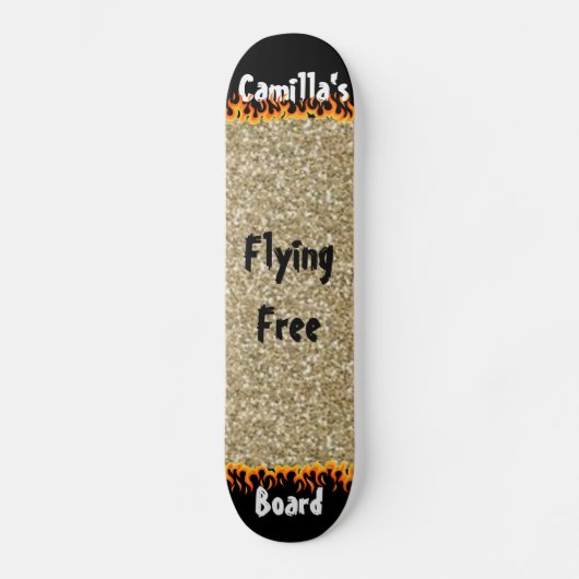 Custom gesimuleerd goud glitter meisjesontwerp skateboard (Voorkant)
