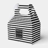 Custom Gestreepte Zwart-Wit Bruiloft Favor Box Bedankdoosjes (Voorkant Zijde)