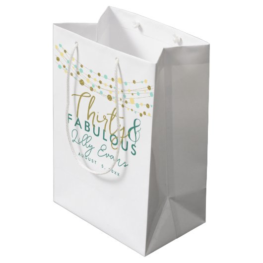 Custom Gift Bag Milestone Verjaardag, elke leeftij Medium Cadeauzakje (Achterkant Gekanteld)