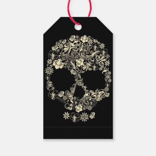 Custom Gift Labels FLOWERS SKULL Cadeaulabel (Voorkant)