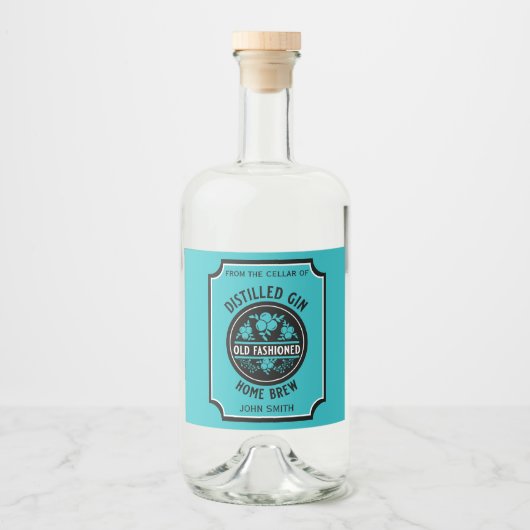 Custom Gin Bottle Likeurfles Etiket (Voorkant)