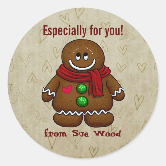 Custom Gingerbread Gift Label Stickers (Voorkant)