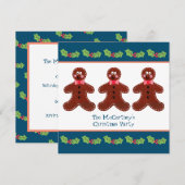 Custom Gingerbread Man Christmas Party Invitation (Devant / Derrière)