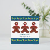Custom Gingerbread Man Christmas Party Invitation (Debout devant)