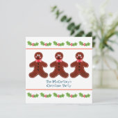 Custom Gingerbread Man Christmas Party Invitation (Debout devant)