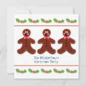 Custom Gingerbread Man Christmas Party Invitation (Devant)