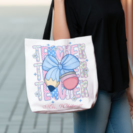 Custom Gingham Bow Pencil Blush Teacher Crossbody Tas