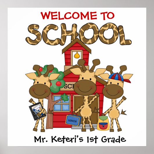 Custom Giraffe School Welcome Poster (Voorkant)