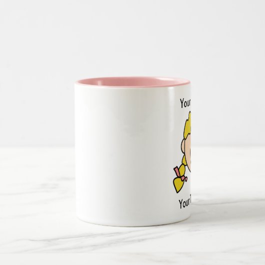 Custom Girl Blonde Braids Mok -  (Center)