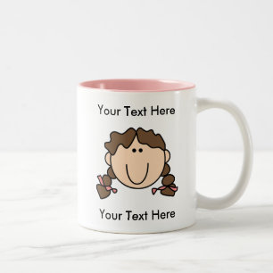 Custom Girl Brown Braids Mok -