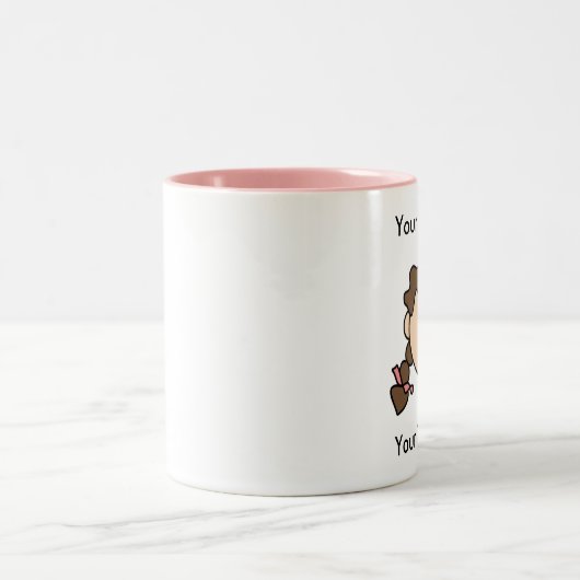 Custom Girl Brown Braids Mok -  (Center)