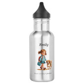 Custom Girl & Dog School Bottle Waterfles (Links)