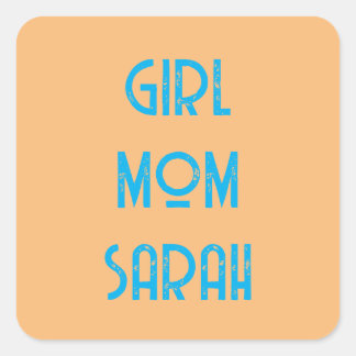 custom GIRL MOM BABY SHOWER peach Paper Plate Vierkante Sticker