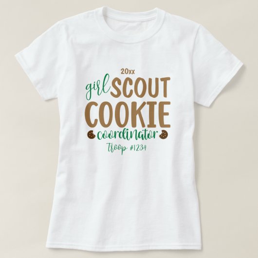 Custom Girl Scout Cookie Coordinator Volunteer T-shirt (Design voorkant)
