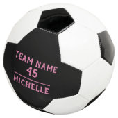 Custom Girl Soccer Ball Rose Black Nom Numéro (3/4)
