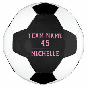Custom Girl Soccer Ball Rose Black Nom Numéro