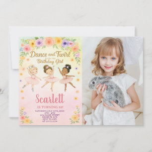 Custom Girl's Ballet Uitnodigen met foto Kaart