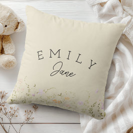 Custom Girls Name Sign Wildflower Nursery Decor Kussen